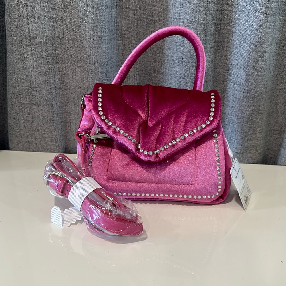 Skinnydip London Leo velvet bling small pink tote. Crossbody. NWT